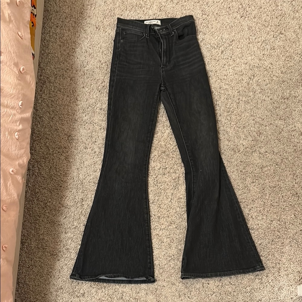 A&F Ultra High Rise Black Flare Jean
